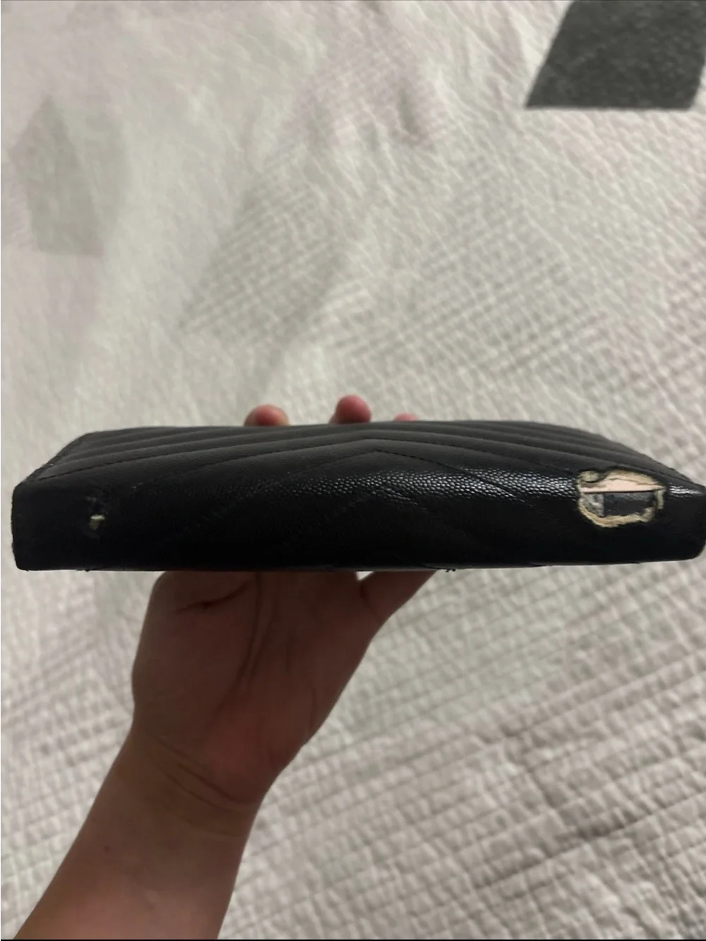 Saint Laurent Black Quilted Zip-Around Wallet with Gold YSL Emblem - Picture 2 of 7